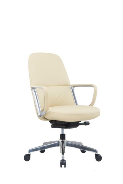 Senator beige office chair angled front view highlighting seat comfort and armrest design