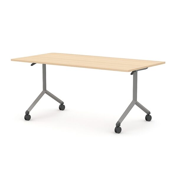 TIPPER folding training table with melamine top and mobile steel frame