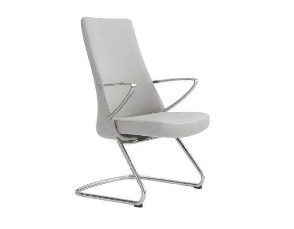 AURORA executive cantilever visitor chair with upholstered seat and chrome frame side view