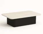 Aurra REC modern coffee table with light stone top and black architectural base
