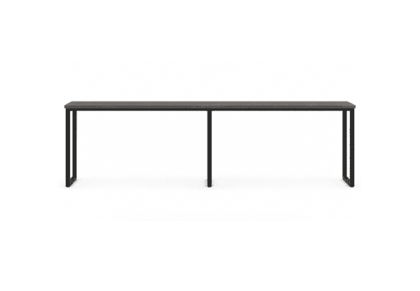 Front view of Calma high collaboration table featuring a durable melamine surface and heavy-duty steel frame.