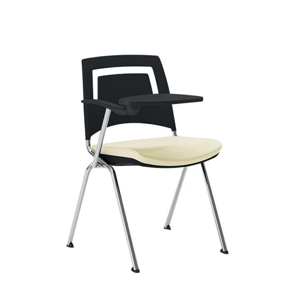 Fly WT training chair with upholstered folding seat and anti-panic writing tablet