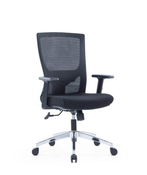 Angled front view of MARS MB mesh office chair with adjustable armrests