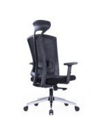 Rear angled view of PLOTO mesh chair showing back frame and lumbar support