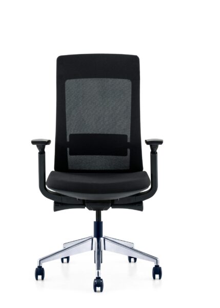 Eiffel MB mesh office chair front view with chrome base