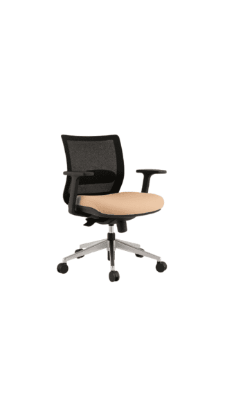 GUM 7 office chair with beige seat, adjustable lumbar support and steel arms