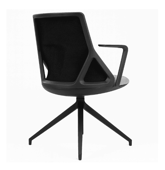 Cicero black swivel mesh visitor chair rear view with four-star base