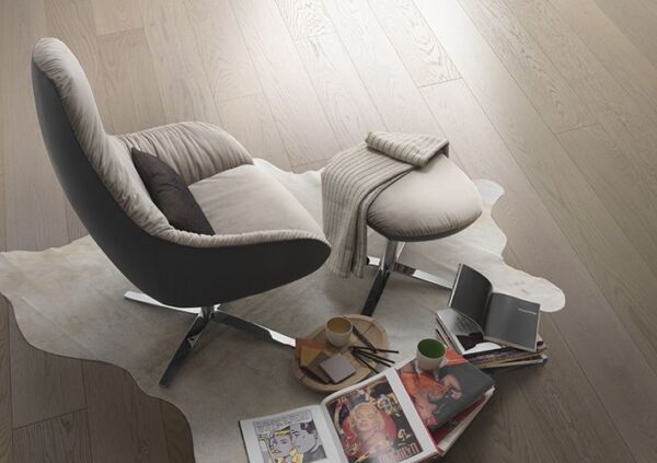 ARIEL contemporary high back lounge chair and ottoman in a stylish residential and office lounge setting