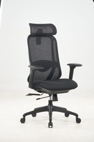 Apollo black mesh office chair angled front view