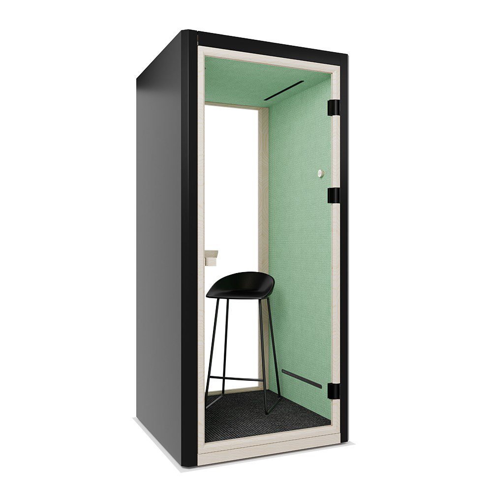 Busypod Slimline One acoustic phone booth, black exterior