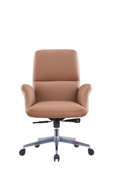 Verona executive chair front view in brown leather finish