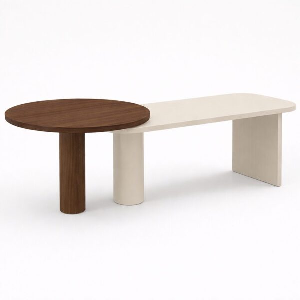 Hypatia executive desk in walnut and ivory finish for luxury offices