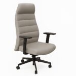Viola High Back executive office chair with grey PVC Marine upholstery, stainless steel armrests with PU pads, and black aluminium five-star base