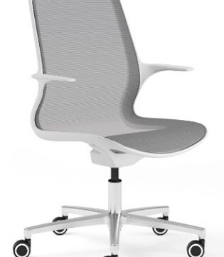 Ovidio W5 mesh office chair with aluminium base and castors