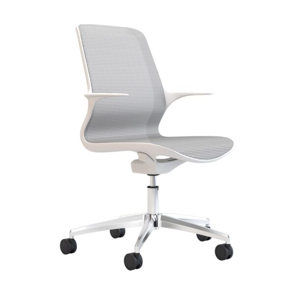 Side view of Ovidio W5 modern mesh office chair with integrated armrests