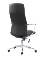Sole executive office chair in black upholstery featuring ergonomic-inspired executive styling, aluminium armrests, and height-adjustable swivel base.