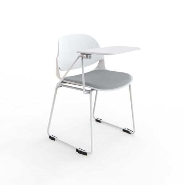 Haya training chair rear-side view with white steel frame