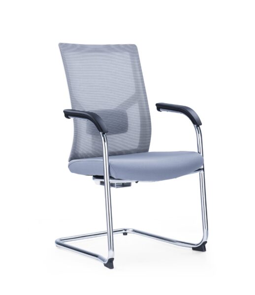 Eiffel mesh visitor chair white frame perspective view