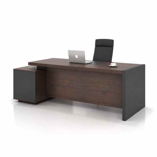 Modern Elite executive office desk with wooden modesty panel and cable management