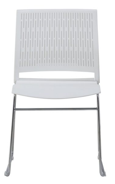 Front perspective of Rany White Pantry Chair designed for training rooms, cafeterias, and office breakout spaces.
