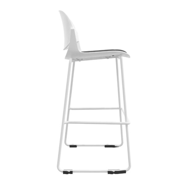 Side view of Haya bar stool with integrated footrest and sled frame