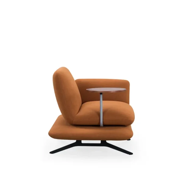 Jood Single Fabric Lounge Chair with Side Table side view