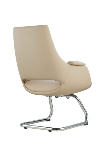 Atlas beige PU leather visitor chair perspective view