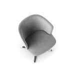Top view of RIRI grey lounge chair with curved backrest and integrated armrests